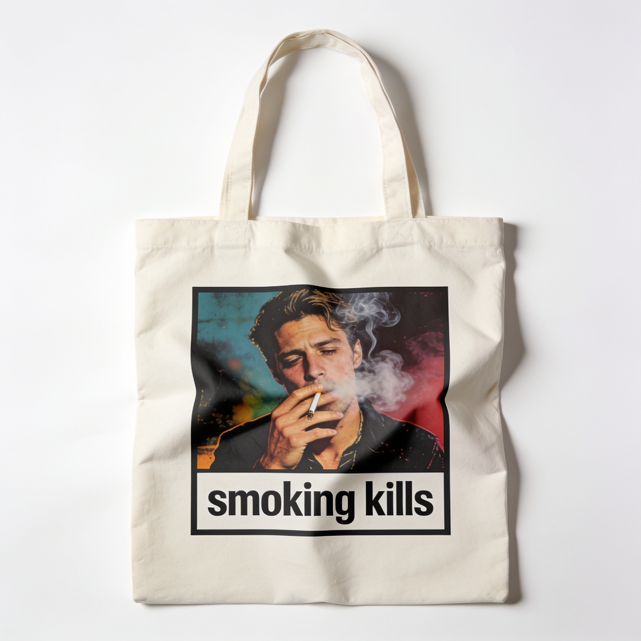 Smoking Kills Tote Bag - Premium 100% Cotton Canvas with Reinforced Straps