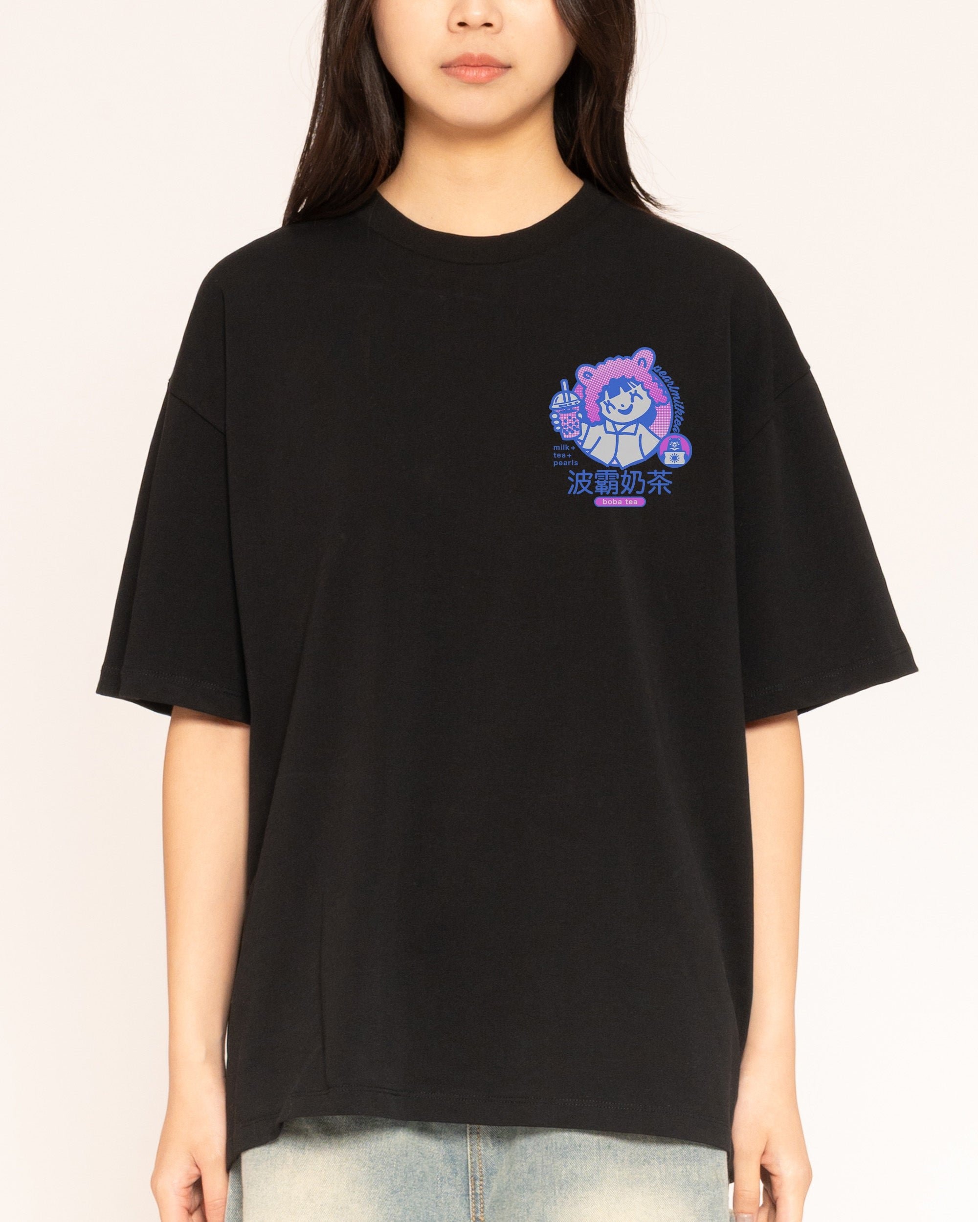 Boba Tea Oversized Graphic Tee - Threadheads 90s Boxy Fit Unisex 100% Combed Cotton