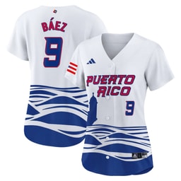 Javier B?ez 9 Puerto Rico 2023 World Baseball Classic Baseball Women Jersey - White