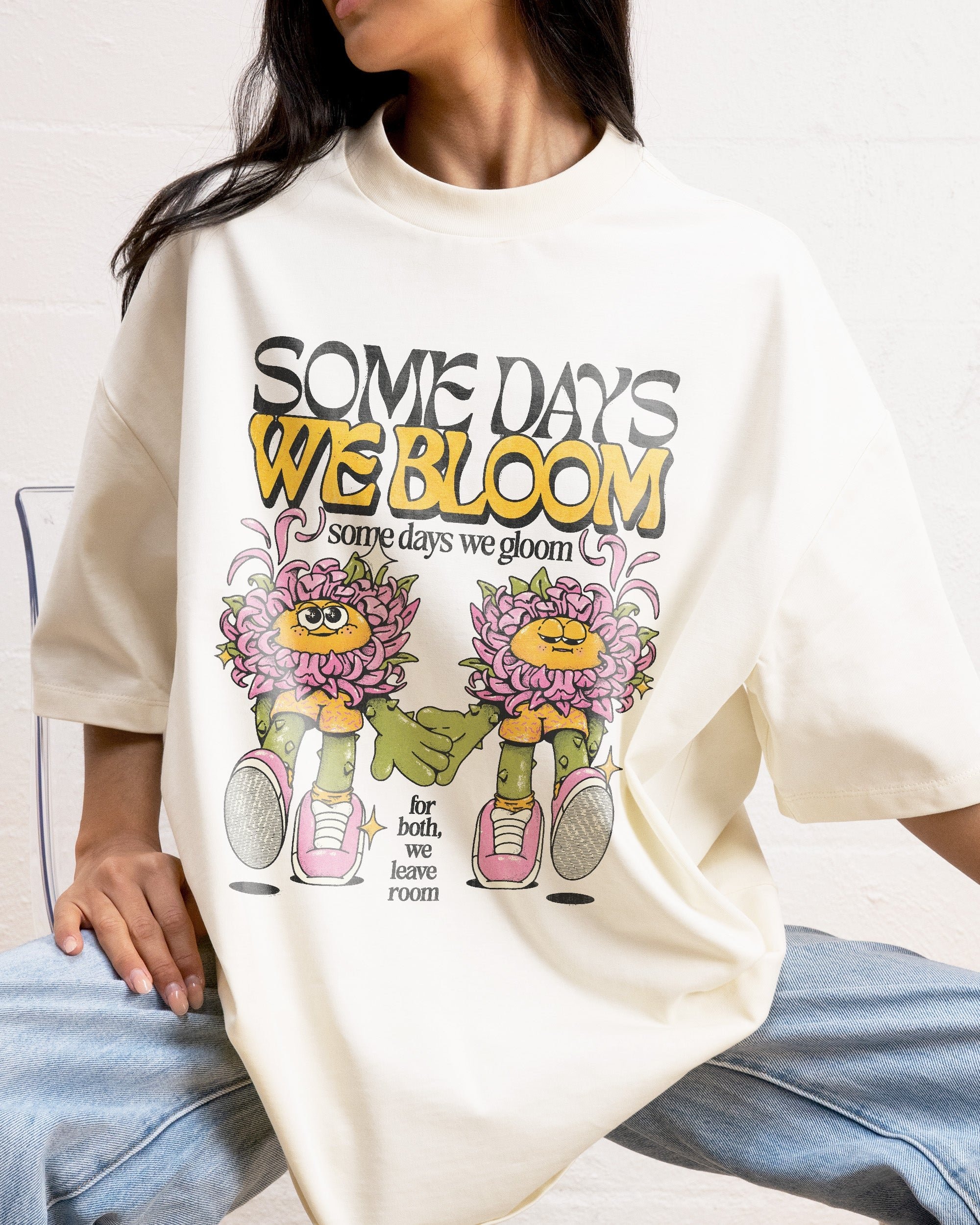 We Bloom Oversized Graphic Tee - Unisex 90s Boxy Fit 100% Combed Cotton