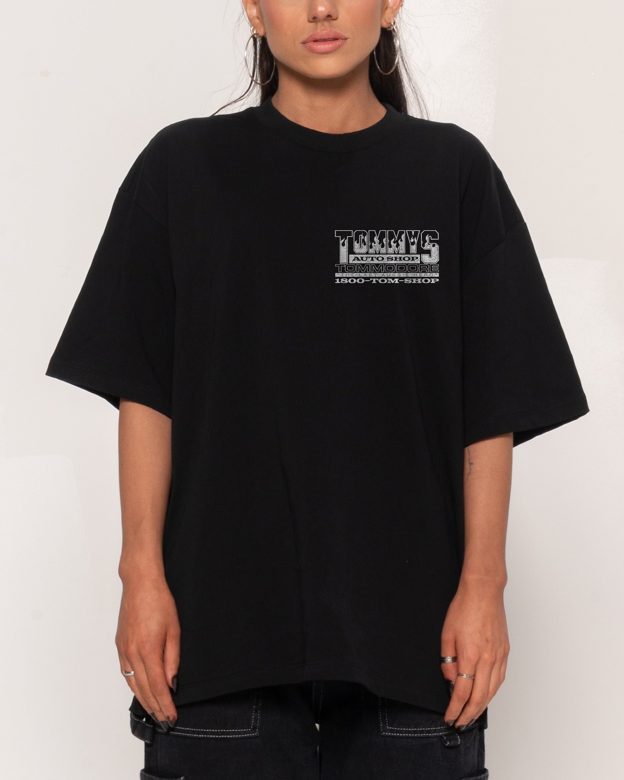 Tommy's Auto Shop Oversized Graphic Tee - Unisex 90s Boxy Fit 100% Combed Cotton