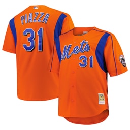 Men's Baseball team Mike Piazza Apparel brand Orange Big & Tall Cooperstown Collection Mesh Batting Practice Jersey