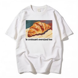 Le Croissant Oversized Tee - Premium Heavyweight 100% Combed Cotton Unisex Graphic T-Shirt