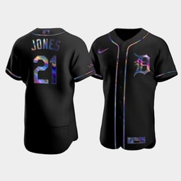 Men's Baseball team JaCoby Jones 21 Black Golden Edition Holographic Jersey
