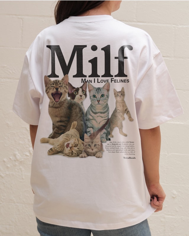 Man I Love Felines Front and Back Oversized Graphic T-Shirt - Unisex 90s Boxy Fit