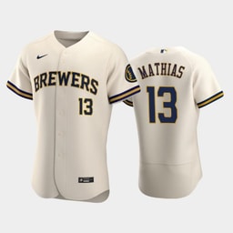 Baseball team 13 Mark Mathias Home Team Cream Jersey