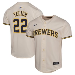 Christian Yelich 22 Baseball team Home Game Player YOUTH Jersey - Cream
