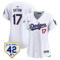 Baseball player 17 Baseball team 2024 Jackie Robinson Patch Women's Jersey - White