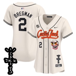 Alex Bregman 2 Baseball team Cactus Jack Patch V2 Women's Jersey - Cream