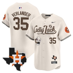 Justin Verlander 35 Baseball team Cactus Jack Foundation Fall Classic Limited Men's Jersey - Cream