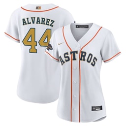 Yordan Alvarez 44 Baseball team 2023 Gold Collection Women's Jersey - White/Gold