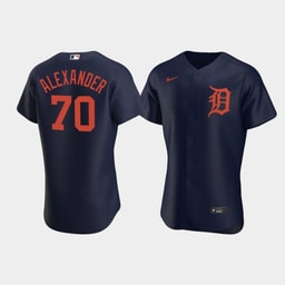 Tyler Alexander 70 Baseball team Navy Alternate Jersey