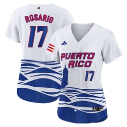 Eddie Rosario 17 Puerto Rico 2023 World Baseball Classic Baseball Women Jersey - White