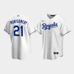 Men's Baseball team 21 Mike Montgomery White Home Jersey