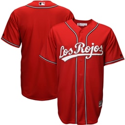 Men's Baseball team Majestic Scarlet Alternate Los Rojos Cool Base Jersey