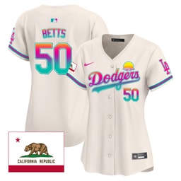 Mookie Betts 50 Baseball team 2024 Los Angeles City Style California Republic Patch Women's Jersey - Cream