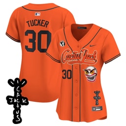 Kyle Tucker 30 Baseball team Cactus Jack Patch V2 Women's Jersey - Orange