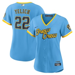 Women's Baseball team Christian Yelich Powder Blue City Connect Player Jersey