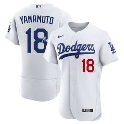 Yoshinobu Yamamoto 18 Signed Baseball team Home Elite Men's Jersey - White