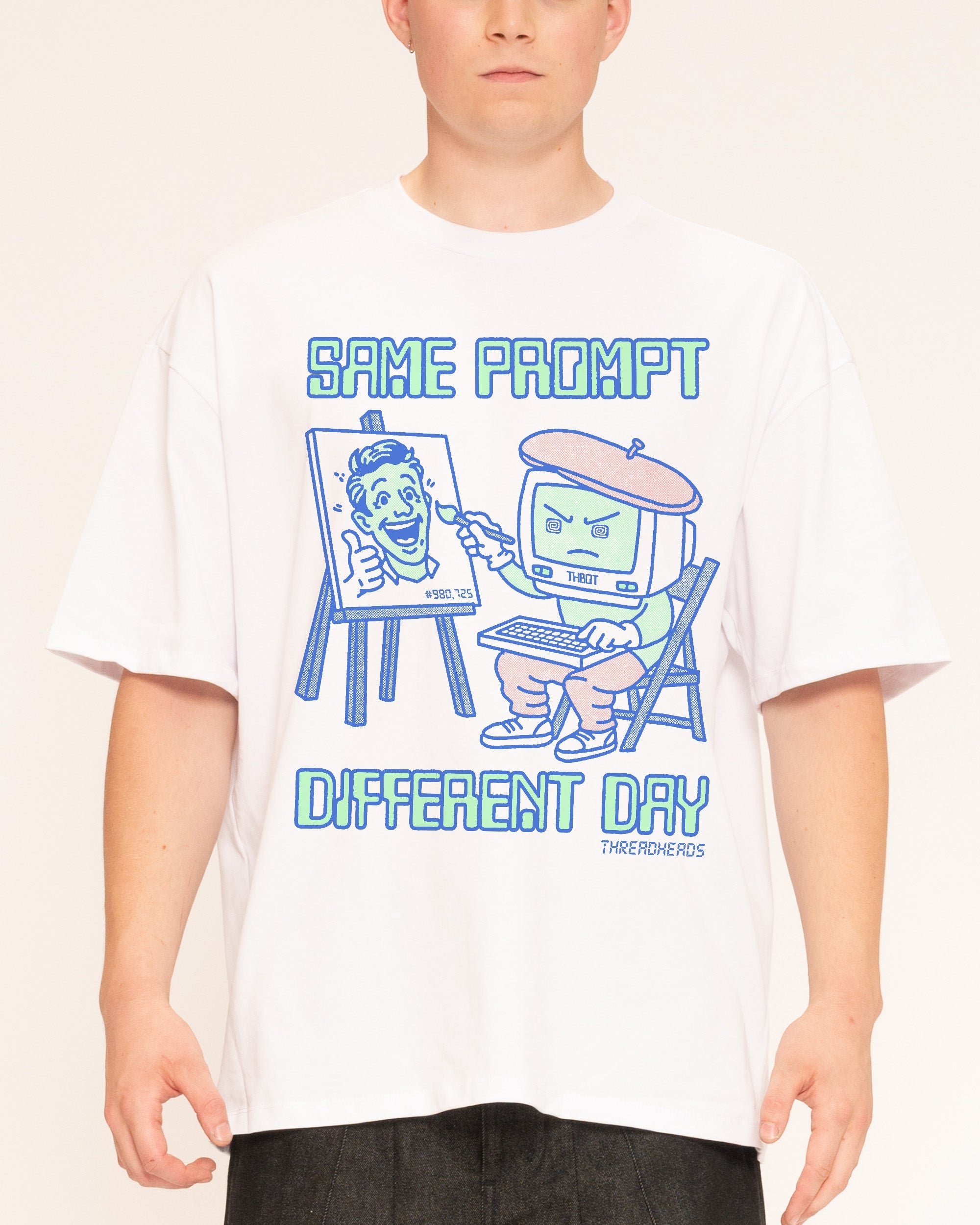 Same Prompt Different Day Oversized Graphic Tee - Unisex 100% Combed Cotton