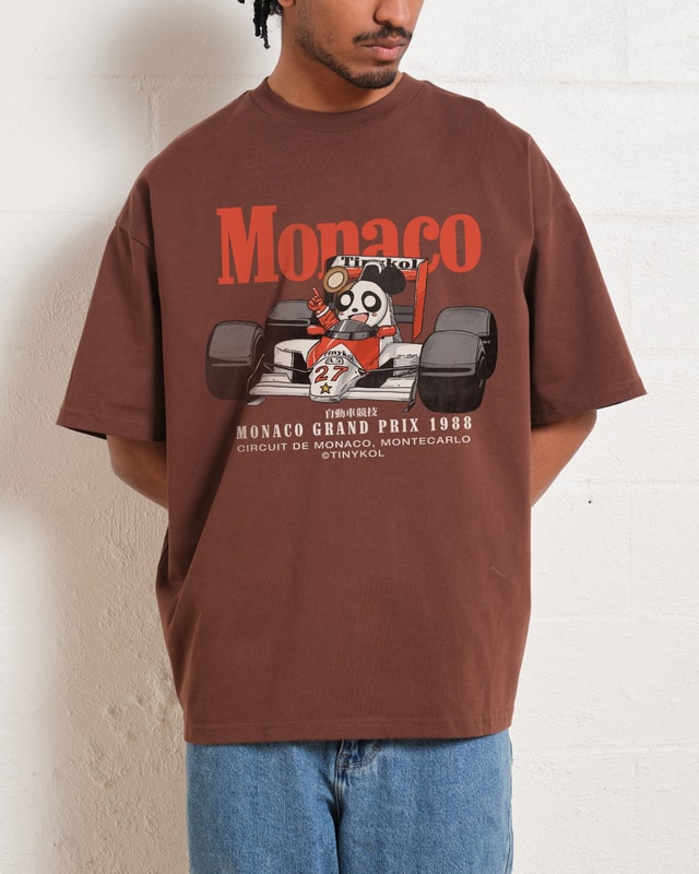 Monaco Racing Oversized Tee - Premium 90s Graphic T-Shirt, Heavyweight 100% Combed Cotton, Unisex
