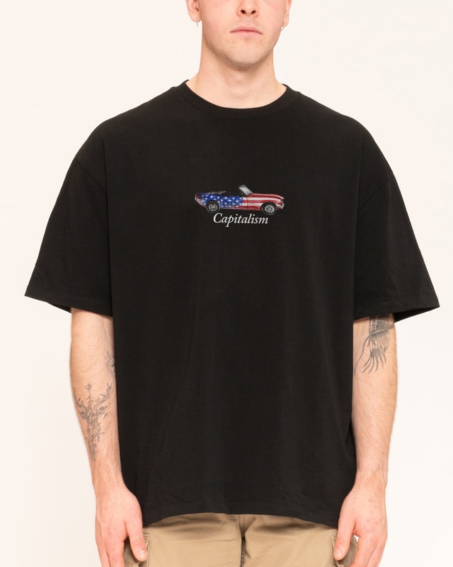 Capitalism Oversized Graphic Tee - Unisex 90s Boxy Fit 100% Combed Cotton