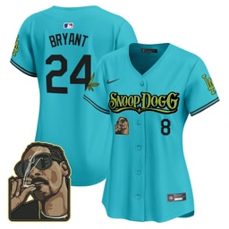 Kobe Bryant 24 Baseball team Snoop Dogg Women's Jersey - Aqua